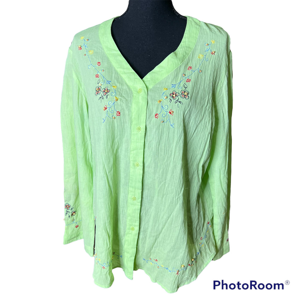 Sage Harbor Embroidered Blouse Size Large